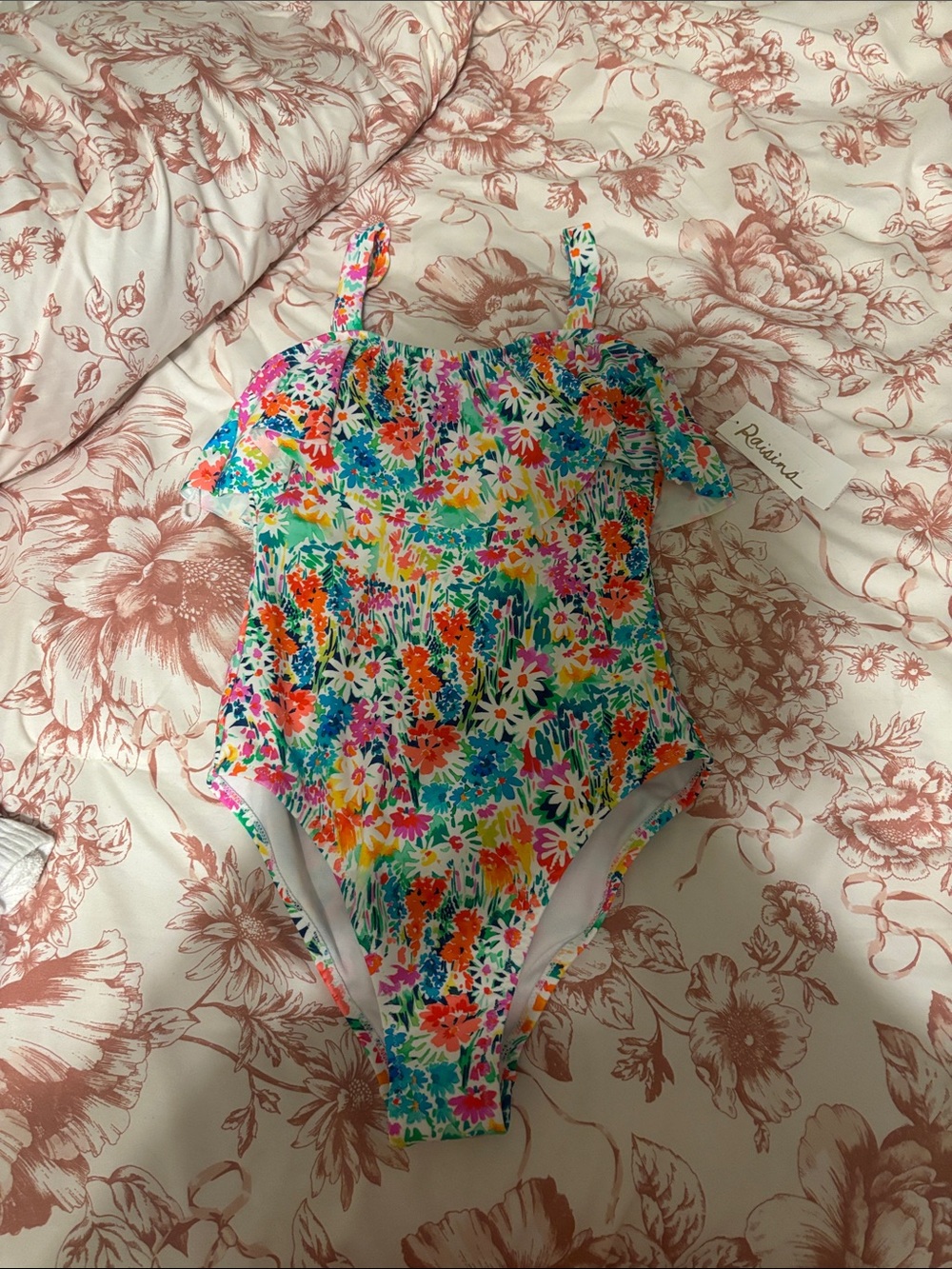 Girls' Floral One-Piece Swimsuit - Multicolor